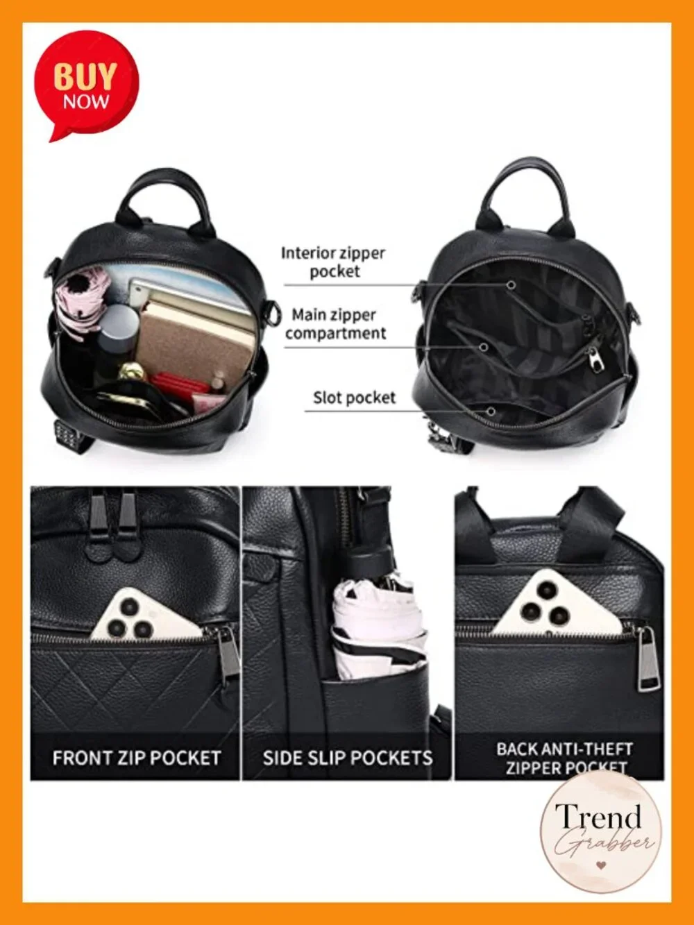 Genuine Leather Backpack Purse for Women Anti-Theft Travel College Bag